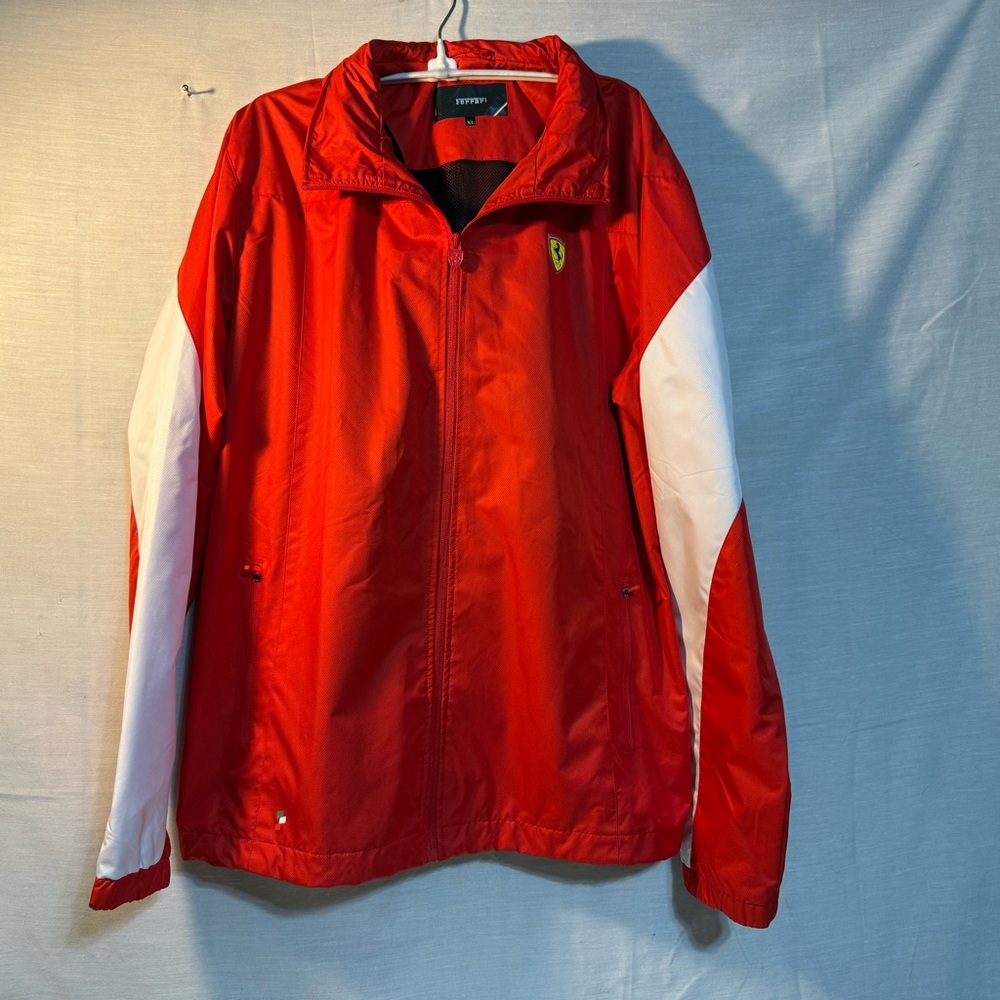 Ferrari Hooded Racing Windbreaker Jacket XL Red